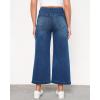 imageGRAPENT Wide Leg Jeans Woman Trendy Cropped High Waisted Front Seam Casual Stretchy Denim Trouser Jeans with PocketsClassic Blue