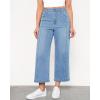 imageGRAPENT Wide Leg Jeans Woman Trendy Cropped High Waisted Front Seam Casual Stretchy Denim Trouser Jeans with PocketsLennox Blue