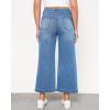 imageGRAPENT Wide Leg Jeans Woman Trendy Cropped High Waisted Front Seam Casual Stretchy Denim Trouser Jeans with PocketsMedium Blue