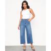 imageGRAPENT Wide Leg Jeans Woman Trendy Cropped High Waisted Front Seam Casual Stretchy Denim Trouser Jeans with PocketsMedium Blue