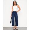 imageGRAPENT Wide Leg Jeans Woman Trendy Cropped High Waisted Front Seam Casual Stretchy Denim Trouser Jeans with PocketsNightfall Blue