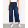 imageGRAPENT Wide Leg Jeans Woman Trendy Cropped High Waisted Front Seam Casual Stretchy Denim Trouser Jeans with PocketsNightfall Blue