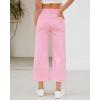 imageGRAPENT Wide Leg Jeans Woman Trendy Cropped High Waisted Front Seam Casual Stretchy Denim Trouser Jeans with PocketsRose Pink