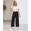 imageGRAPENT Wide Leg Jeans Woman Trendy Cropped High Waisted Front Seam Casual Stretchy Denim Trouser Jeans with PocketsTrue Black