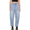imageGRAPENT Barrel Jeans for Women High Waisted Trendy Wide Leg Baggy Ankle Length Stretchy Denim Trouser Jeans with PocketsCrystal Blue