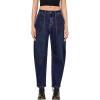 imageGRAPENT Barrel Jeans for Women High Waisted Trendy Wide Leg Baggy Ankle Length Stretchy Denim Trouser Jeans with PocketsNightfall Blue