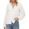 imageGRAPENT Linen Shirts for Women Trendy Button Down Long Sleeve Shirts Dressy Causal Summer Loose Fit Tops with PocketsCream White