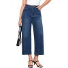 imageGRAPENT Wide Leg Jeans Woman Trendy Cropped High Waisted Front Seam Casual Stretchy Denim Trouser Jeans with PocketsClassic Blue