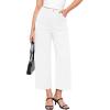 imageGRAPENT Wide Leg Jeans Woman Trendy Cropped High Waisted Front Seam Casual Stretchy Denim Trouser Jeans with PocketsCream White