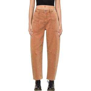 imageGRAPENT Barrel Jeans for Women High Waisted Trendy Wide Leg Baggy Ankle Length Stretchy Denim Trouser Jeans with PocketsCaramel