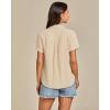 imageGRAPENT Linen Shirts for Women Trendy Button Down Shirts Short Sleeve Casual Collared Blouses Summer Tops with PocketBeige