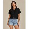 imageGRAPENT Linen Shirts for Women Trendy Button Down Shirts Short Sleeve Casual Collared Blouses Summer Tops with PocketBlack