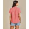 imageGRAPENT Linen Shirts for Women Trendy Button Down Shirts Short Sleeve Casual Collared Blouses Summer Tops with PocketCoral Red