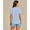 imageGRAPENT Linen Shirts for Women Trendy Button Down Shirts Short Sleeve Casual Collared Blouses Summer Tops with PocketIce Blue