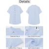 imageGRAPENT Linen Shirts for Women Trendy Button Down Shirts Short Sleeve Casual Collared Blouses Summer Tops with PocketIce Blue