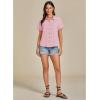 imageGRAPENT Linen Shirts for Women Trendy Button Down Shirts Short Sleeve Casual Collared Blouses Summer Tops with PocketPink