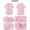 imageGRAPENT Linen Shirts for Women Trendy Button Down Shirts Short Sleeve Casual Collared Blouses Summer Tops with PocketPink