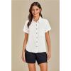 imageGRAPENT Linen Shirts for Women Trendy Button Down Shirts Short Sleeve Casual Collared Blouses Summer Tops with PocketWhite
