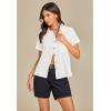 imageGRAPENT Linen Shirts for Women Trendy Button Down Shirts Short Sleeve Casual Collared Blouses Summer Tops with PocketWhite