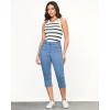 imageGRAPENT Capris Jeans for Women High Waisted Trendy Pull On Elastic Waist Split Hem Skinny Stretchy Denim Capri PantsBreezy Blue