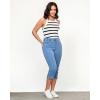 imageGRAPENT Capris Jeans for Women High Waisted Trendy Pull On Elastic Waist Split Hem Skinny Stretchy Denim Capri PantsBreezy Blue