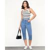 imageGRAPENT Capris Jeans for Women High Waisted Trendy Pull On Elastic Waist Split Hem Skinny Stretchy Denim Capri PantsBreezy Blue
