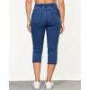 imageGRAPENT Capris Jeans for Women High Waisted Trendy Pull On Elastic Waist Split Hem Skinny Stretchy Denim Capri PantsDarkness Blue