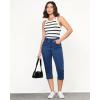 imageGRAPENT Capris Jeans for Women High Waisted Trendy Pull On Elastic Waist Split Hem Skinny Stretchy Denim Capri PantsDarkness Blue