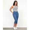 imageGRAPENT Capris Jeans for Women High Waisted Trendy Pull On Elastic Waist Split Hem Skinny Stretchy Denim Capri PantsMedium Blue