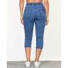 imageGRAPENT Capris Jeans for Women High Waisted Trendy Pull On Elastic Waist Split Hem Skinny Stretchy Denim Capri PantsMedium Blue