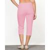 imageGRAPENT Capris Jeans for Women High Waisted Trendy Pull On Elastic Waist Split Hem Skinny Stretchy Denim Capri PantsPink