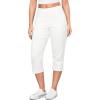 imageGRAPENT Capris Jeans for Women High Waisted Trendy Pull On Elastic Waist Split Hem Skinny Stretchy Denim Capri PantsCream White