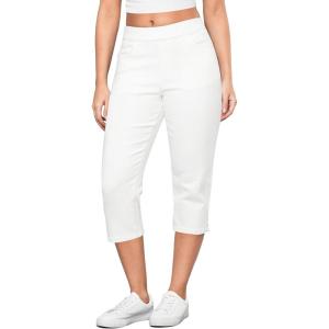 imageGRAPENT Capris Jeans for Women High Waisted Trendy Pull On Elastic Waist Split Hem Skinny Stretchy Denim Capri PantsCream White