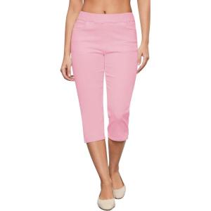 imageGRAPENT Capris Jeans for Women High Waisted Trendy Pull On Elastic Waist Split Hem Skinny Stretchy Denim Capri PantsPink