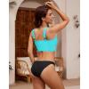 imageGRAPENT Bikini Tops for Women Cropped Tankini Tops Beach V Bar Padded Ruched Adjustable Strap Swimsuit Swim Top OnlyAqua Blue