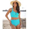 imageGRAPENT Bikini Tops for Women Cropped Tankini Tops Beach V Bar Padded Ruched Adjustable Strap Swimsuit Swim Top OnlyAqua Blue