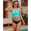 imageGRAPENT Bikini Tops for Women Cropped Tankini Tops Beach V Bar Padded Ruched Adjustable Strap Swimsuit Swim Top OnlyAqua Blue