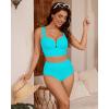 imageGRAPENT Bikini Tops for Women Cropped Tankini Tops Beach V Bar Padded Ruched Adjustable Strap Swimsuit Swim Top OnlyAqua Blue