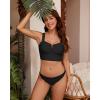 imageGRAPENT Bikini Tops for Women Cropped Tankini Tops Beach V Bar Padded Ruched Adjustable Strap Swimsuit Swim Top OnlyBlack