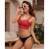 imageGRAPENT Bikini Tops for Women Cropped Tankini Tops Beach V Bar Padded Ruched Adjustable Strap Swimsuit Swim Top OnlyRed