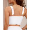 imageGRAPENT Bikini Tops for Women Cropped Tankini Tops Beach V Bar Padded Ruched Adjustable Strap Swimsuit Swim Top OnlyWhite