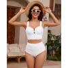 imageGRAPENT Bikini Tops for Women Cropped Tankini Tops Beach V Bar Padded Ruched Adjustable Strap Swimsuit Swim Top OnlyWhite