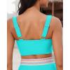 imageGRAPENT Bikini Tops for Women Scalloped Bathing Suit Beach Padded Adjustable Cropped Tankini Swimwear Swim Top OnlyAqua Blue