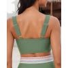 imageGRAPENT Bikini Tops for Women Scalloped Bathing Suit Beach Padded Adjustable Cropped Tankini Swimwear Swim Top OnlyArmy Green