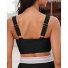 imageGRAPENT Bikini Tops for Women Scalloped Bathing Suit Beach Padded Adjustable Cropped Tankini Swimwear Swim Top OnlyBlack