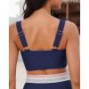 imageGRAPENT Bikini Tops for Women Scalloped Bathing Suit Beach Padded Adjustable Cropped Tankini Swimwear Swim Top OnlyNavy Blue