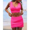 imageGRAPENT Bikini Tops for Women Scalloped Bathing Suit Beach Padded Adjustable Cropped Tankini Swimwear Swim Top OnlyNeon Pink