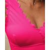 imageGRAPENT Bikini Tops for Women Scalloped Bathing Suit Beach Padded Adjustable Cropped Tankini Swimwear Swim Top OnlyNeon Pink
