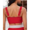 imageGRAPENT Bikini Tops for Women Scalloped Bathing Suit Beach Padded Adjustable Cropped Tankini Swimwear Swim Top OnlyRed
