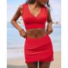imageGRAPENT Bikini Tops for Women Scalloped Bathing Suit Beach Padded Adjustable Cropped Tankini Swimwear Swim Top OnlyRed